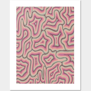 Green Orange Pink Groovy Liquid Marble Swirls Posters and Art